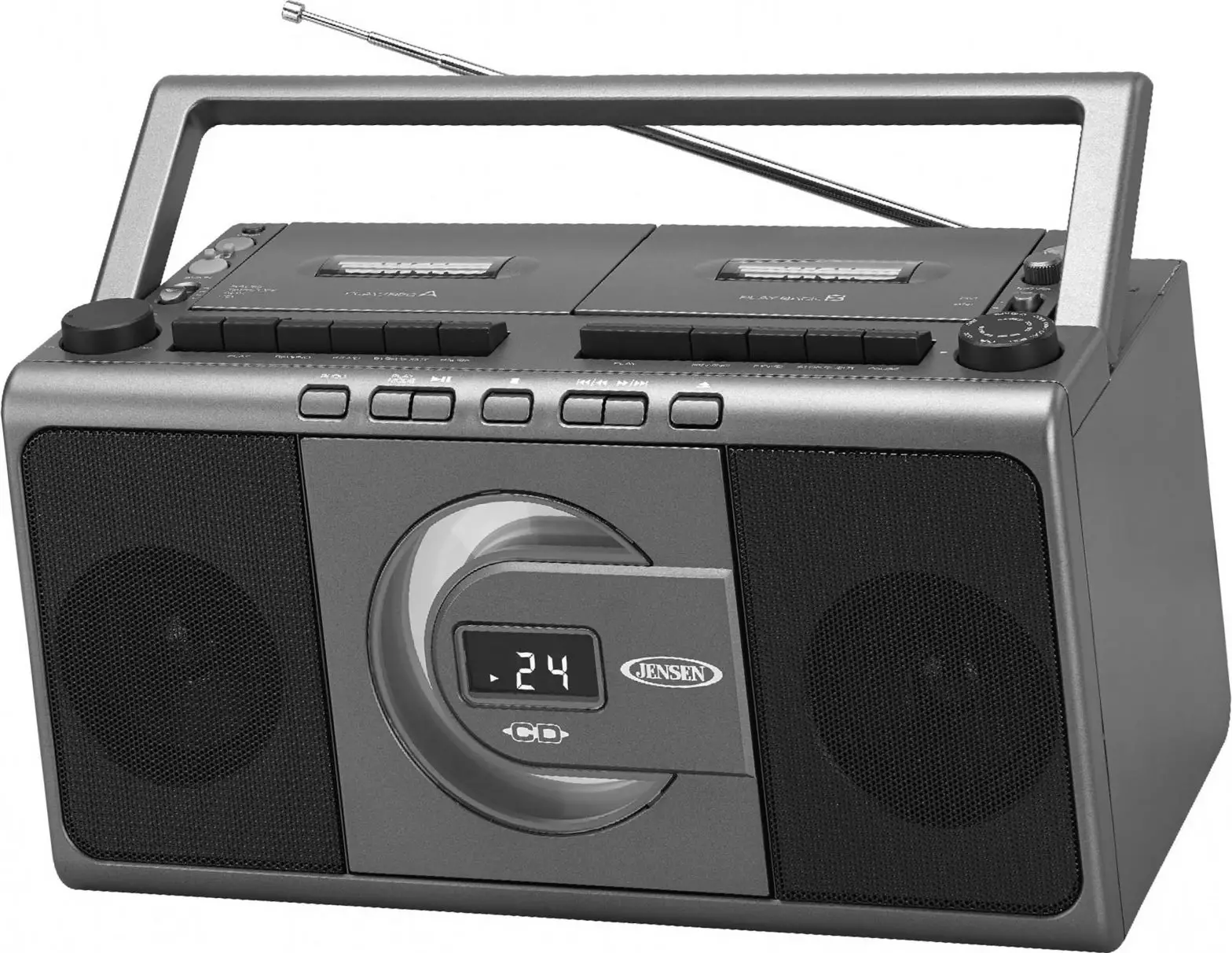 JENSEN Portable Stereo Cd Player Dual Cassette Deck Recorder