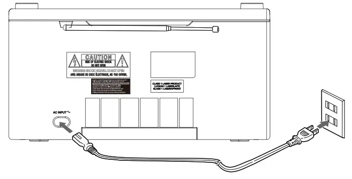 Plug the detachable AC cord into a standard AC outlet
