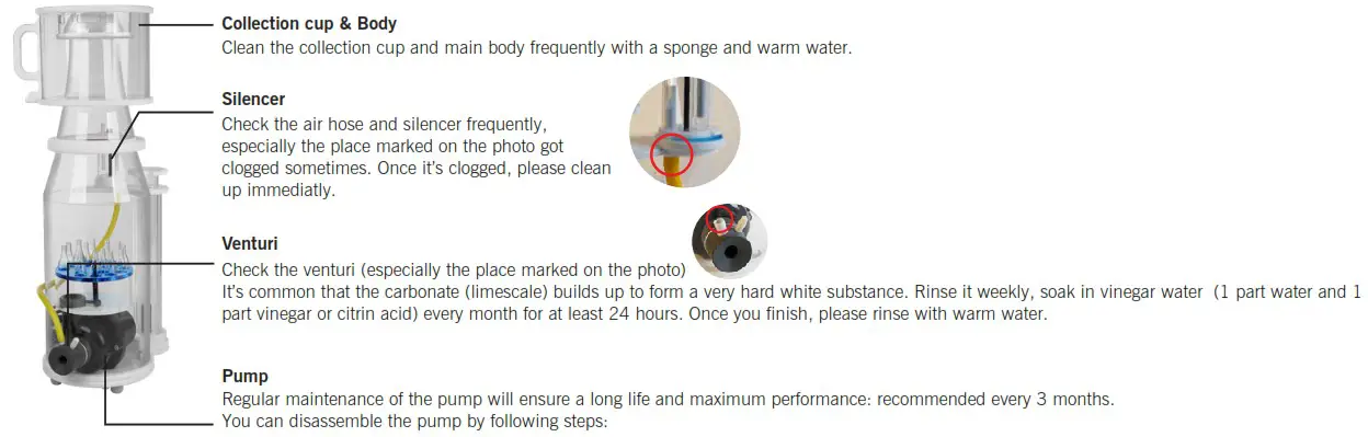 AQUAMAXX DCQ 2 ConeS DCQ Series Protein Skimmer - Maintenance