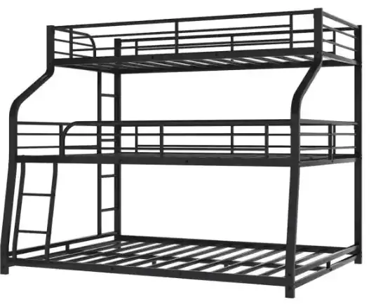 ANGEL GX000609AAB Twin XL over Full XL over Queen Size Triple Bunk Bed with Long and Short Ladder image