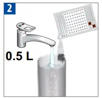 Fill the water tank with 2