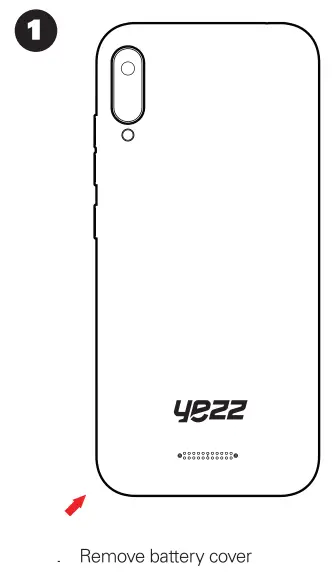 yezz LIV1S Smartphone User Guide - Remove battery cover