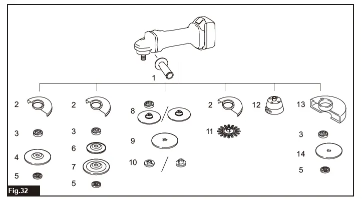 makita GA003G Cordless Angle Grinder fig 27