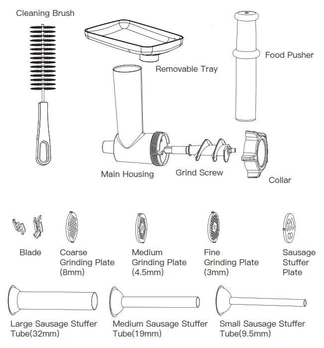 amzchef P 002B Meat Grinder Attachment - Cleaning Brush