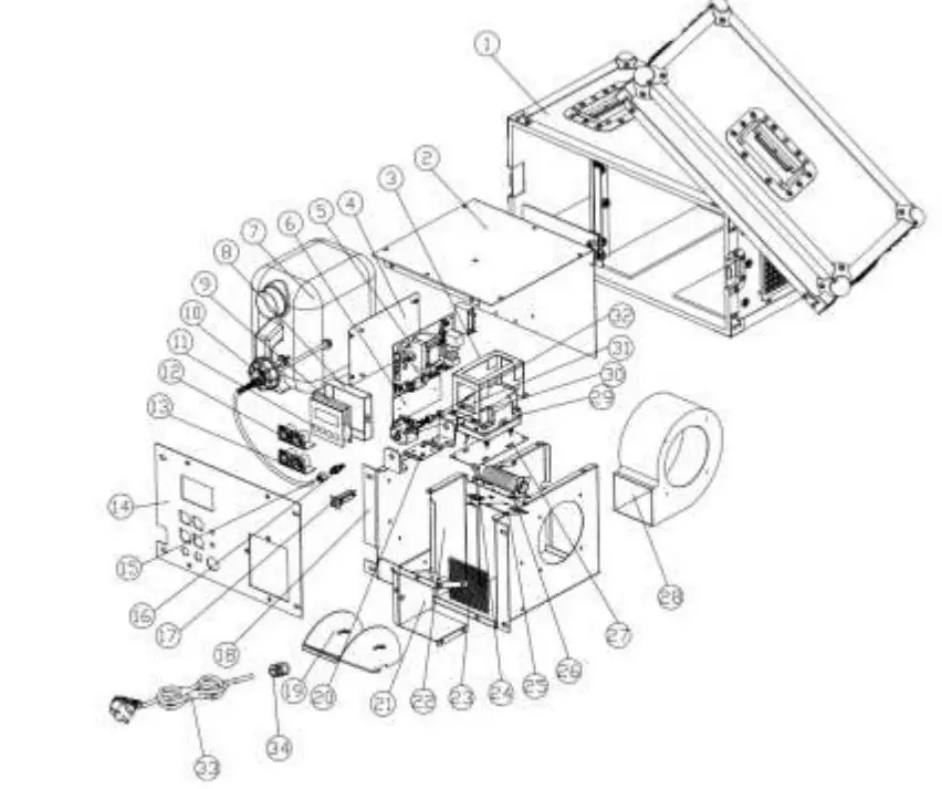 CLF LIGHTING Haze II Built-In Flightcase Touring Hazer User Manual - Exploded View