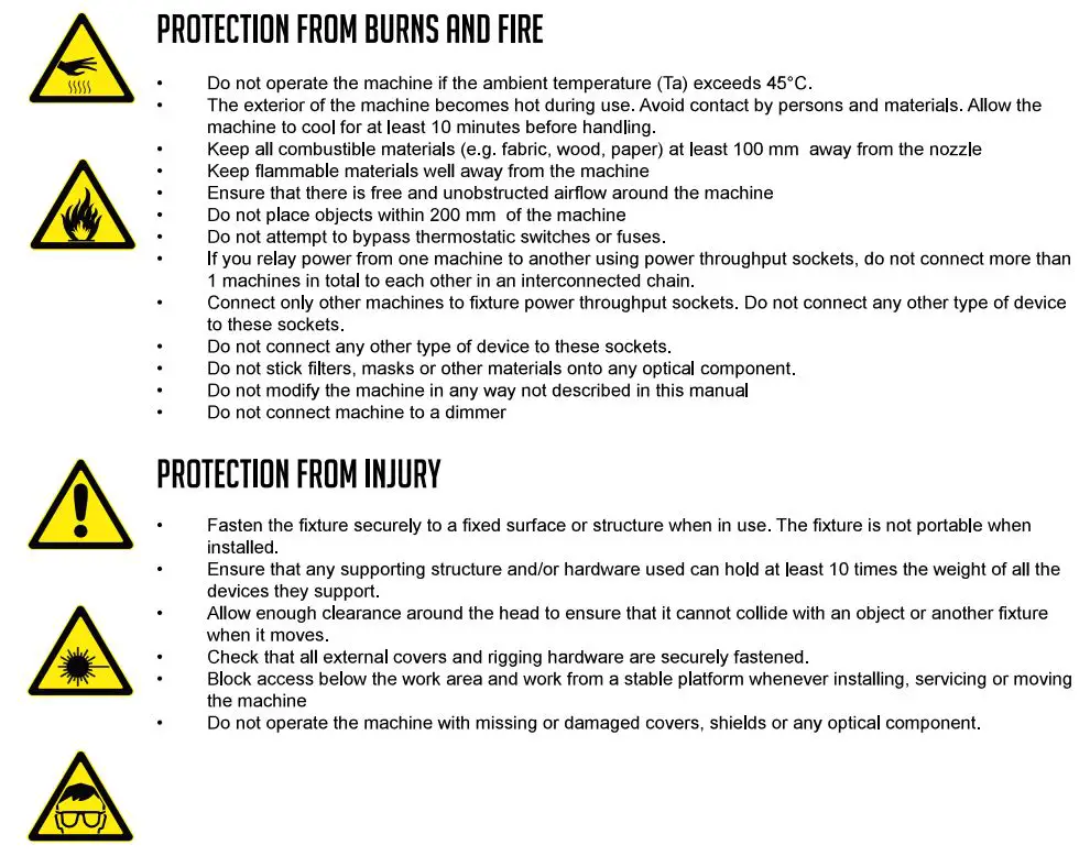 CLF LIGHTING Haze II Built-In Flightcase Touring Hazer User Manual - Safety Instruction