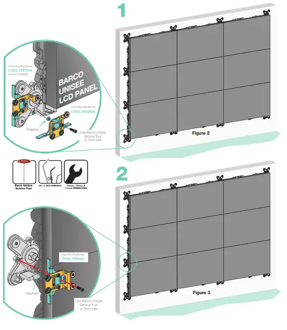 BARCO UNI-0005 55 Inch Bezel-less Tiled LCD Video Wall Platform - Attaching SmartTrim Brackets to Barco UniSee