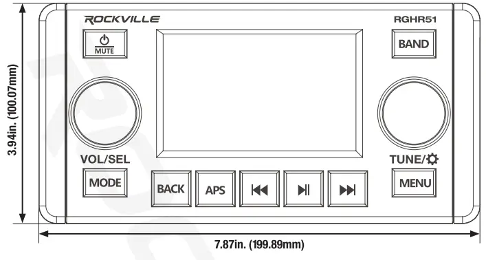 ROCKVILLE-RGHR51-5-Zone-Single-Din-Marine-Receiver-with-Bluetooth-FIG-2