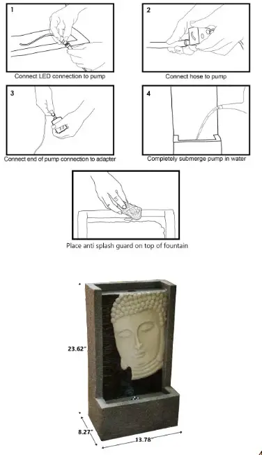 xbrand BDFTN2314 Buddah Face Fountain - ASSENM,BLY