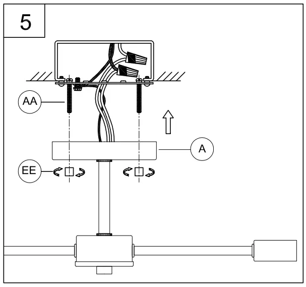PROGRESS LIGHTING P350219Delayne 16 in. 5-Light Matte Black Semi-Flush Mount Light with Etched Glass Shades - fig 6