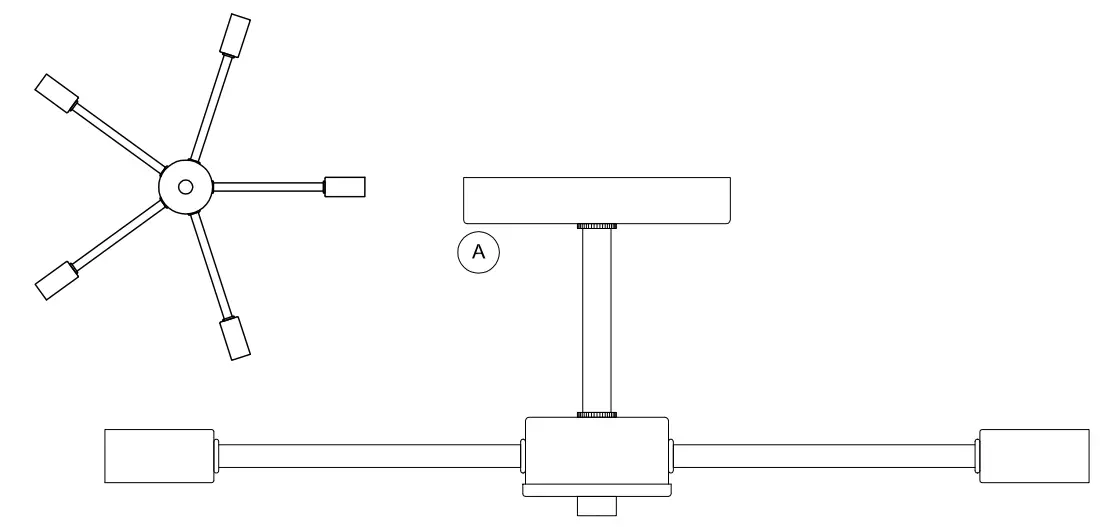 PROGRESS LIGHTING P350219Delayne 16 in. 5-Light Matte Black Semi-Flush Mount Light with Etched Glass Shades - fig
