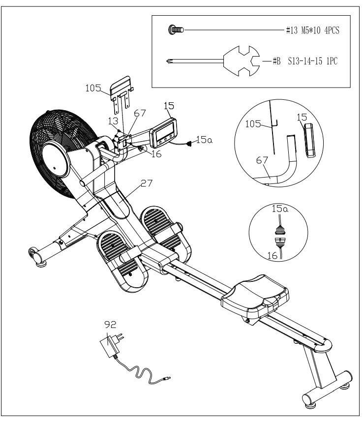 SUNNY SF-RW5983 Carbon Premium Air Magnetic Rowing Machine  Assembly Instructions