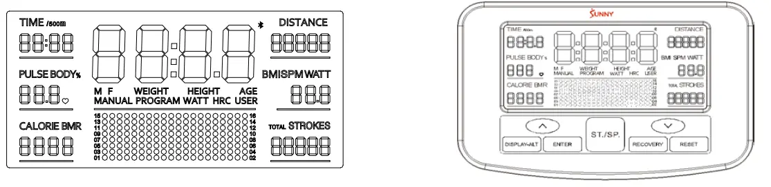 SUNNY SF-RW5983 Carbon Premium Air Magnetic Rowing Machine  exercise computer