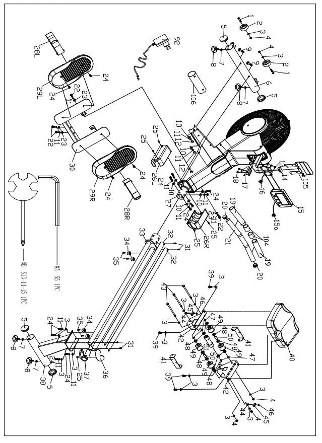 SUNNY SF-RW5983 Carbon Premium Air Magnetic Rowing Machine EXPLODED DIAGRAM 1