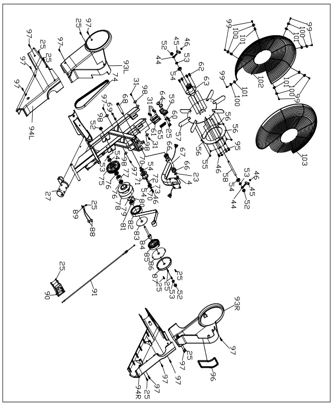 SUNNY SF-RW5983 Carbon Premium Air Magnetic Rowing Machine Exploded Diagram 2