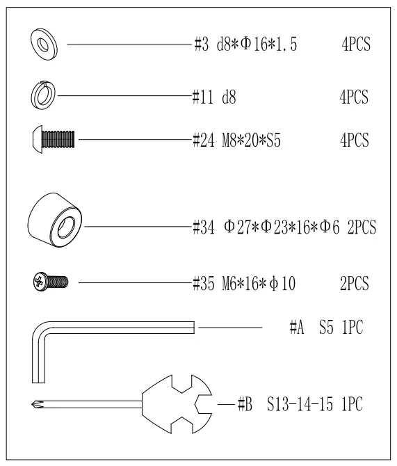 SUNNY SF-RW5983 Carbon Premium Air Magnetic Rowing Machine Hardware Package