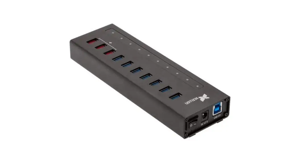 Xcellon Sh10-10h 10-port Powered Usb 3.0 Slim Aluminum Hub User Manual
