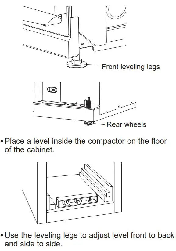GE APPLIANCES UCG1500 Series 15 Inch Built-In Compactors Instruction Manual - LEVELING THE COMPACTOR