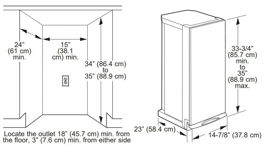 GE APPLIANCES UCG1500 Series 15 Inch Built-In Compactors Instruction Manual - PRODUCT DIMENSIONS AND CLEARANCES