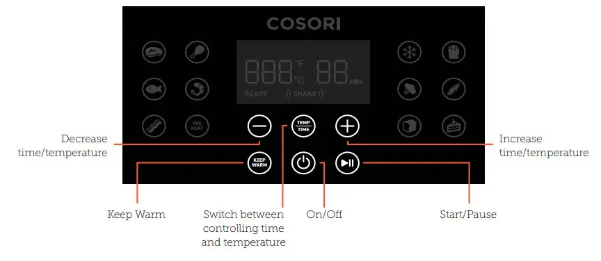 COSORI Premium 5.8 Quart Air Fryer CP158 AF - Control