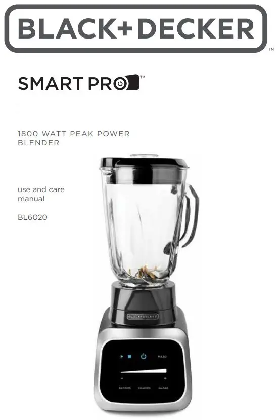 BLACK DECKER BL6020 Countertop Blender User Manual