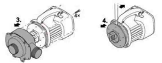 Oase 6800 11500 AquaMax Eco Expert User Manual - Remove the four screws and take off the pump casing