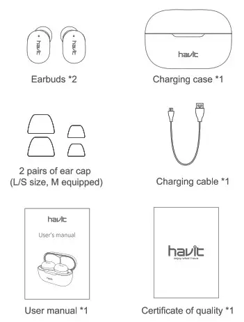 havit True Wireless Stereo Earbuds TW925 - Product and accessories