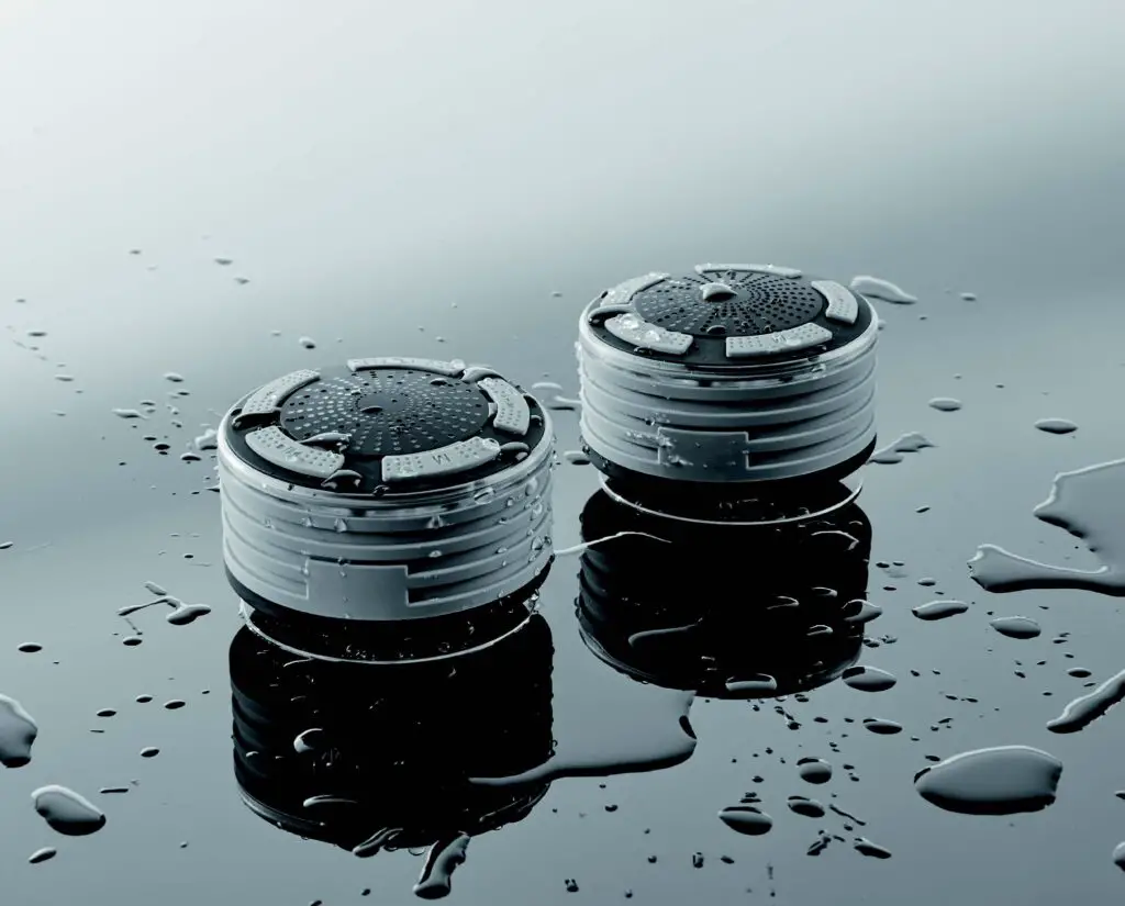 dual shower speakers showing off water resistance