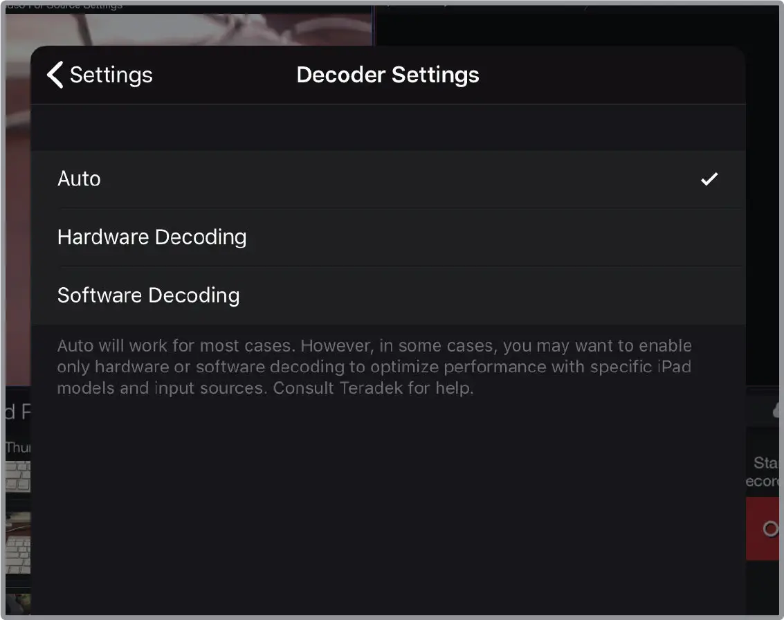 DECODER SETTINGS
