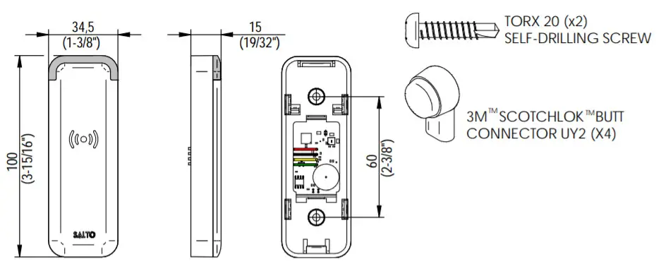 SALTO XS4 2.0 Mullion Reader - SALTO slim wall reader