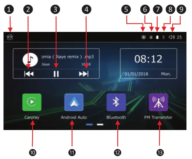 Coral Vision CARPLAY Wireless Dashboard- Main interface