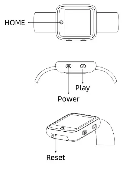 Shenzhen Estron Technology B6 MP3 Watch- Button Diagram