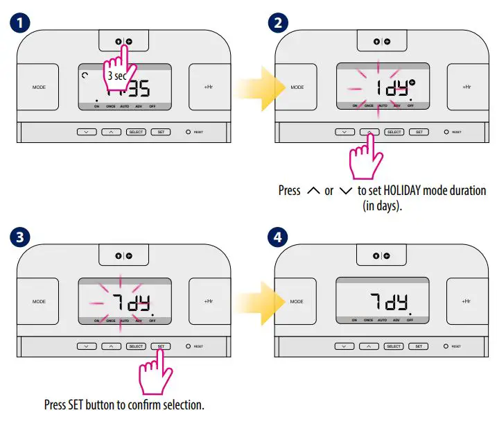 SALUS EP110 Electronic Programmable Timer Instruction Manual - HOLIDAY mode