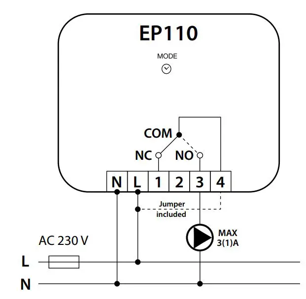 SALUS EP110 Electronic Programmable Timer Instruction Manual - Wiring diagram