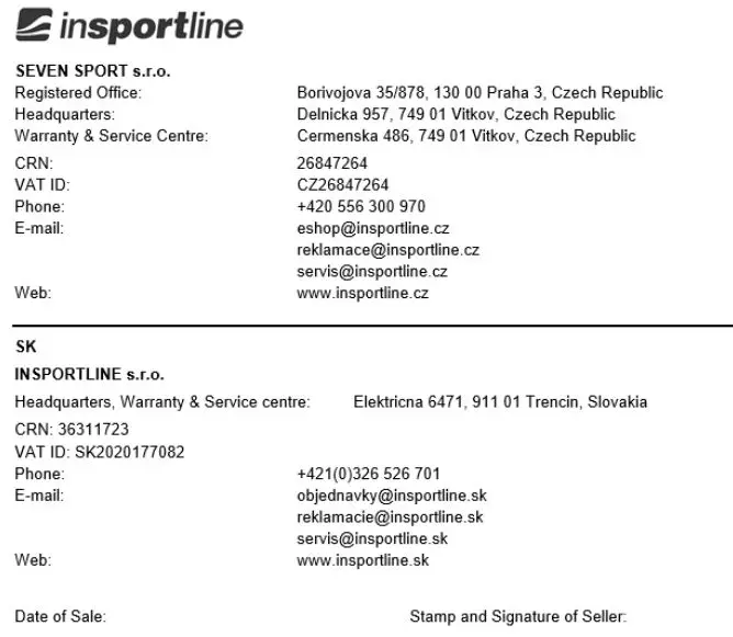 inSPORTline Contact Info