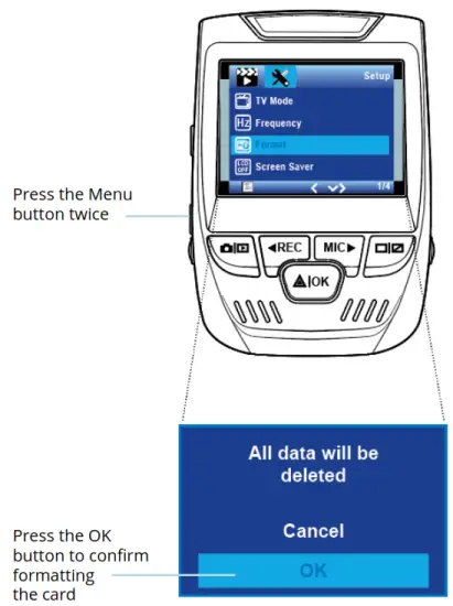 REXING V1 Dash Camera - button