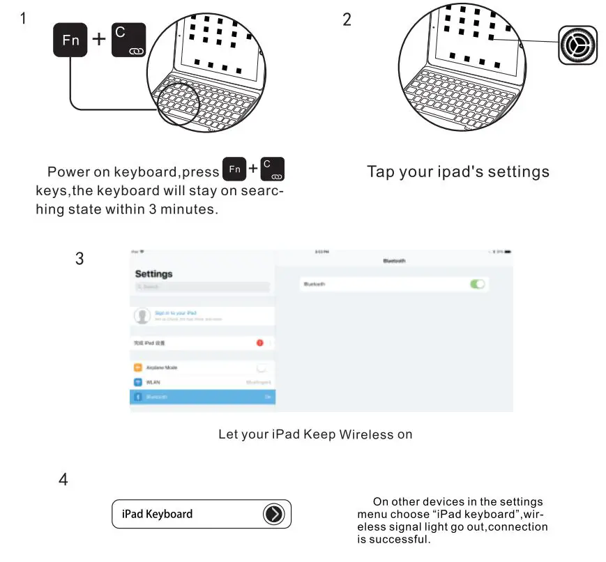 Dong Guan Bluefinger Electronics F180AT Wireless Keyboard Instructions - Wireless connection