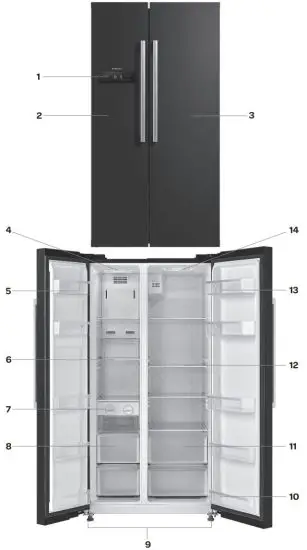 INVENTUM AS010 American Fridge Freezer - Control panel