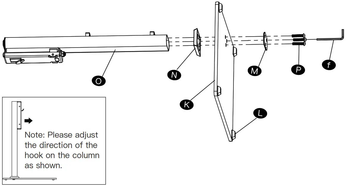 PERLESMITH Table top tv stand - Connect Column O to the Smooth Side of the Tempered Glass