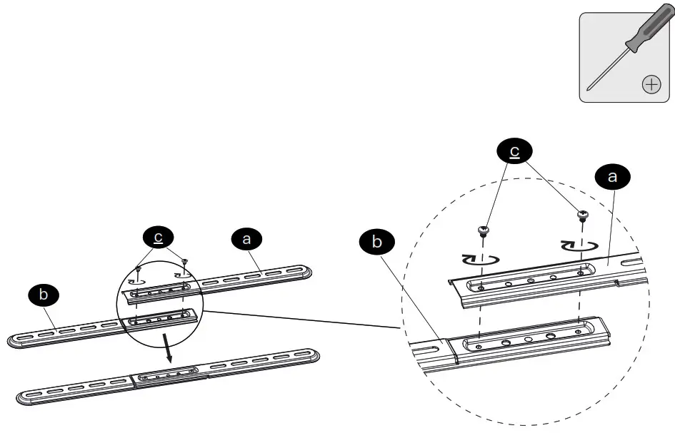 PERLESMITH Table top tv stand - Connect the TV Brackets I to Brackets II 1