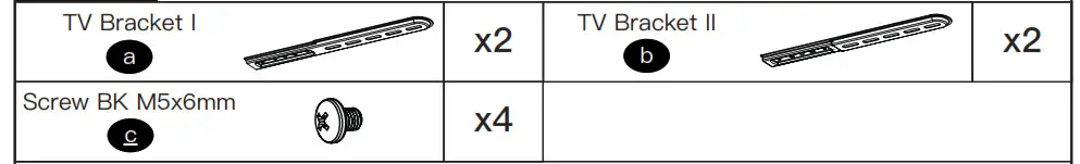 PERLESMITH Table top tv stand - Connect the TV Brackets I to Brackets II