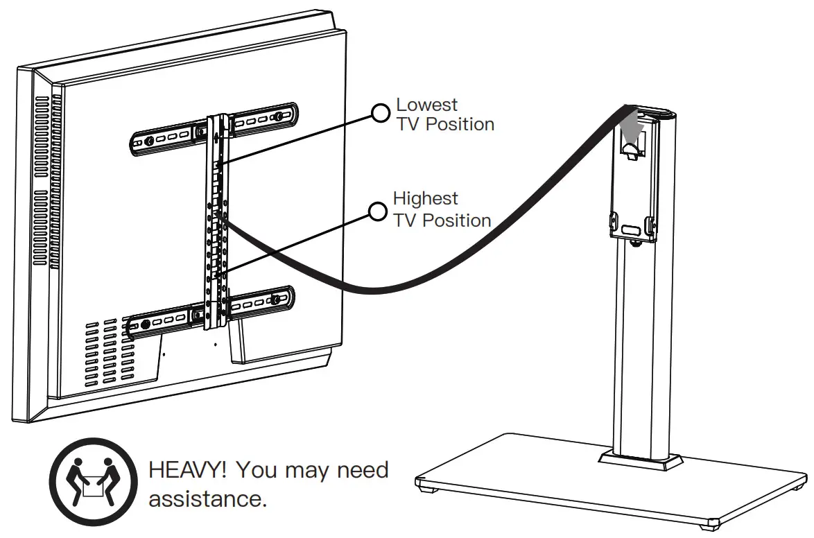 PERLESMITH Table top tv stand - Hang TV to Column