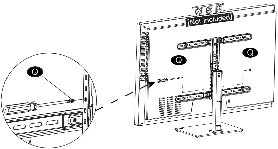 PERLESMITH Table top tv stand - Step 5-2 Secure TV to Column