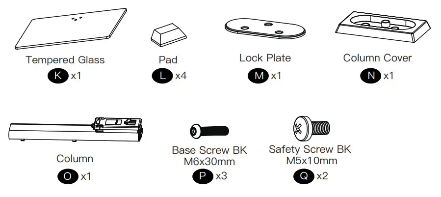 PERLESMITH Table top tv stand - Supplied Parts and Hardware List 3