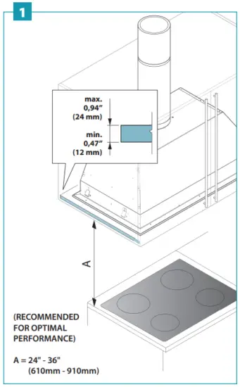 falmec FISAB22B3SS Sabina Potenza 22m Inch Scotch Brite Stainless Steel Insert Range Hood - 5