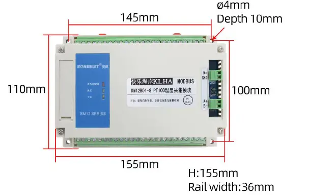 SONBEST KM12B01 PT100 8-Channel Temperature Acquisition Module-fig 2