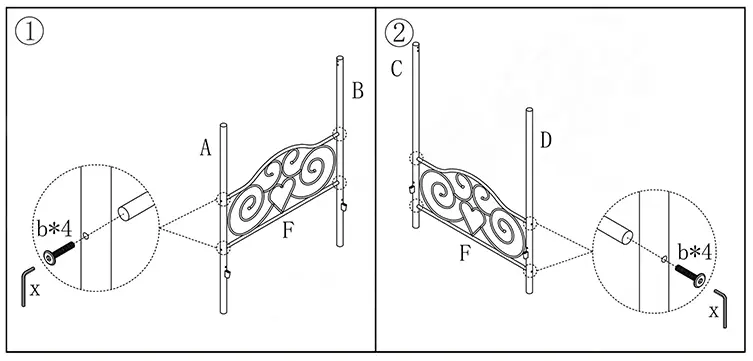 HOMEDEPOT 748F-BK-HD Black Metal Canopy Bed Full Size - 1