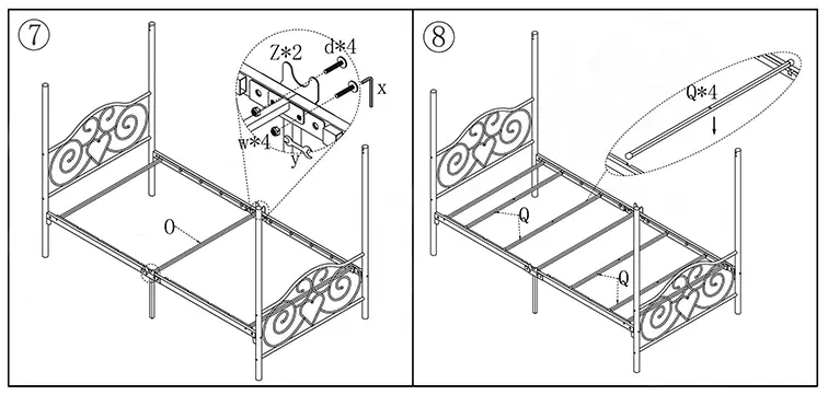 HOMEDEPOT 748F-BK-HD Black Metal Canopy Bed Full Size - 4