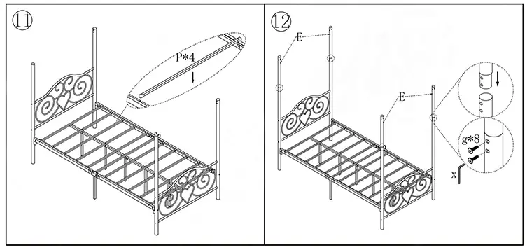 HOMEDEPOT 748F-BK-HD Black Metal Canopy Bed Full Size - 6