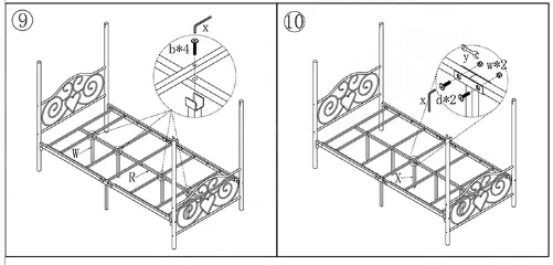 HOMEDEPOT 748F-BK-HD Black Metal Canopy Bed Full Size - 7